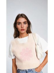 Monki Bezrękawnik w kolorze beżowym rozmiar: M. Brązowe swetry klasyczne damskie Monki, m, bez kołnierzyka. Za 56.53 zł.