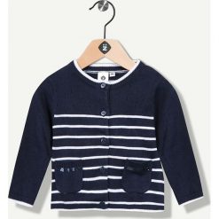 Kardigan w kolorze granatowym. Niebieskie bluzy niemowlęce Grain de blé et Lisa Rose, z bawełny, z okrągłym kołnierzem. W wyprzedaży za 49.95 zł.