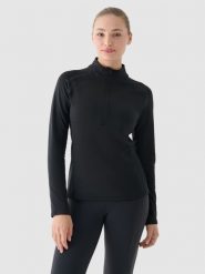 4F Bluza treningowa slim szybkoschnąca damska - szara L. Szare bluzy damskie 4F, l, bez wzorów, z dzianiny, bez kaptura. Za 79.99 zł.