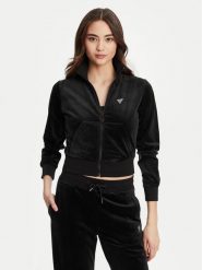 Guess Bluza V3BQ22 K0232 Czarny Regular Fit. Czarne bluzy damskie Guess, xxs, z aplikacjami, z syntetyku, bez kaptura. Za 239.99 zł.