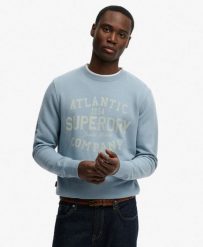 Superdry Bluza Coastal Relaxed z 100% bawełny – Washed Denim Blue. Niebieskie bluzy damskie Superdry, m, bez wzorów, z bawełny, bez kaptura. Za 322.70 zł.