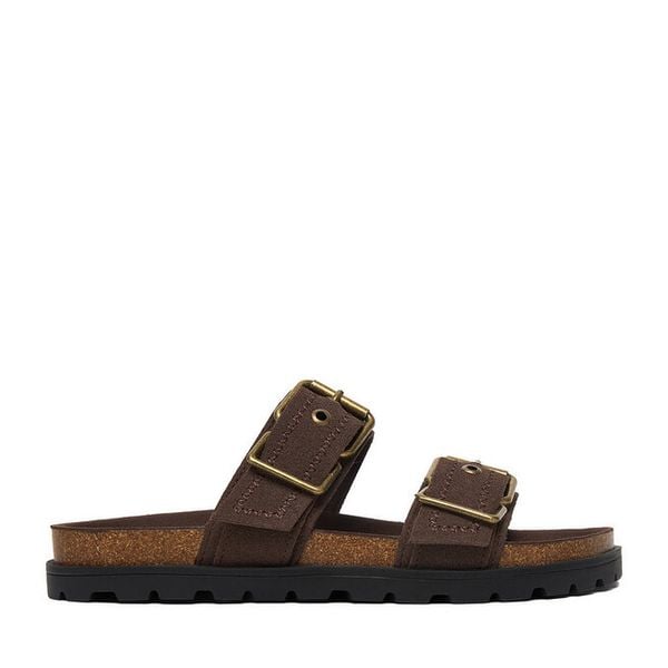 Klapki DeeZee. Brązowe klapki damskie DeeZee, bez wzorów, bez obcasa, bez zapięcia. Za 139.99 zł.