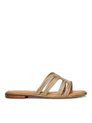 Geox Klapki D Sozy Plus D65DQA 000EW C2016 Złoty. Żółte klapki damskie Geox, bez wzorów, z materiału, bez obcasa, bez zapięcia. Za 399.99 zł.