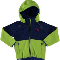 Kurtka softshellowa "Hydronic II" w kolorze granatowo-limonkowym. Niebieskie kurtki i płaszcze chłopięce Regatta Kids, z materiału. W wyprzedaży za 102.95 zł.