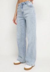Jasnoniebieskie Jeansy Szerokie z Wysokim Stanem Lenamira. Niebieskie jeansy damskie Born2be, bez wzorów, z denimu. Za 119.99 zł.