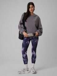 Legginsy fitness dzianinowe damskie. Fioletowe legginsy damskie 4F, l, bez wzorów, z dzianiny. Za 139.99 zł.