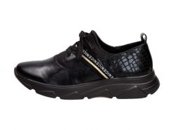 Czarne sneakersy damskie, półbuty Jezzi 2061-2. Czarne obuwie sportowe damskie Jezzi, bez wzorów, ze skóry, bez obcasa, na obcasie, bez zapięcia. Za 159.00 zł.