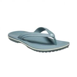 Japonki damskie Crocs Flip. Niebieskie kapcie damskie Crocs, bez wzorów, z materiału, bez obcasa, bez zapięcia. Za 169.99 zł.