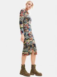 Desigual Sukienka codzienna 23WWVF15 Kolorowy Slim Fit. Sukienki damskie Desigual, bez wzorów, z bawełny, bez ramiączek. Za 419.99 zł.