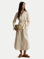 Polo Ralph Lauren Sukienka koszulowa 211A96362002 Beżowy Regular Fit. Brązowe sukienki damskie Polo Ralph Lauren, bez wzorów, z bawełny, bez ramiączek. Za 1,299.00 zł.