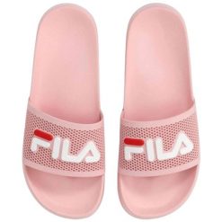 Klapki damskie FILA Morro Bay Spiro. Czerwone klapki damskie Fila, bez wzorów, z materiału, bez obcasa, bez zapięcia. Za 89.00 zł.