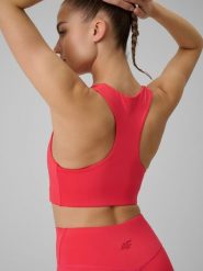4F Biustonosz treningowy z niskim wsparciem damski - czerwony S. Czerwone biustonosze sportowe damskie 4F, bez wzorów, z gumy. Za 89.99 zł.