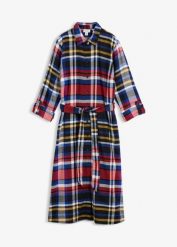 Szmizjerka z flaneli z czystej bawełny organicznej. Czerwone sukienki damskie bonprix, bez wzorów, z bawełny, bez ramiączek. Za 149.99 zł.