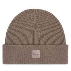 Czapka Calvin Klein. Brązowe czapki damskie Calvin Klein, na zimę, bez wzorów. Za 329.99 zł.