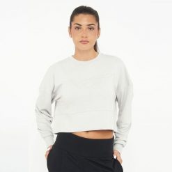 Bluza damska F ESSENCE jasnoszara. Szare bluzy damskie LEGEA, l, bez wzorów, z bawełny, bez kaptura. Za 92.00 zł.