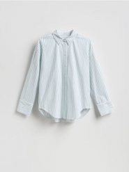 Bawełniana koszula - zielony. Zielone koszule damskie Reserved, l, bez wzorów, z bawełny, bez kołnierzyka, bez ramiączek. Za 109.99 zł.