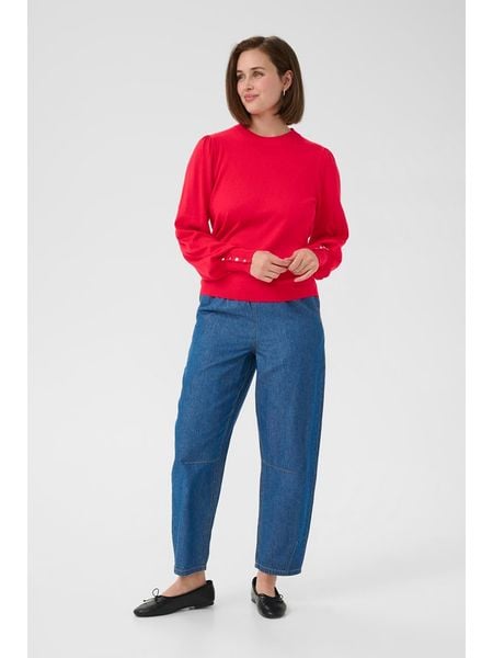 Kaffe Sweter w kolorze czerwonym rozmiar: XS. Czerwone swetry klasyczne damskie Kaffe, xs, bez kołnierzyka. Za 69.91 zł.