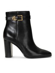 LAUREN RALPH LAUREN Botki 802937808001 Czarny. Czarne botki damskie Lauren Ralph Lauren, ze skóry, bez obcasa, na słupku, bez zapięcia. Za 719.99 zł.