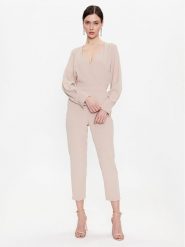 Maryley Kombinezon 23EB527/33PE Beżowy Regular Fit. Brązowe sukienki damskie Maryley, bez wzorów, z syntetyku, bez ramiączek. Za 259.99 zł.
