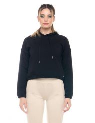 Leone Basic damska bluza z kapturem typu crop-on, zapobiegająca poceniu się. Białe bluzy damskie LEONE 1947 APPAREL, l, bez wzorów, z kapturem. Za 147.31 zł.