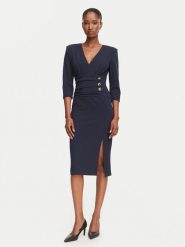 Rinascimento Sukienka koktajlowa CFC0020495002 Granatowy Slim Fit. Niebieskie sukienki damskie Rinascimento, bez wzorów, z syntetyku, wizytowe, bez ramiączek. Za 629.99 zł.