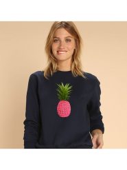 WOOOP Bluza "Floral pineapple" w kolorze granatowym rozmiar: L. Niebieskie bluzy damskie Wooop, l, bez wzorów, z bawełny, bez kaptura. Za 100.99 zł.