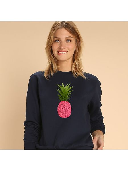 WOOOP Bluza "Floral pineapple" w kolorze granatowym rozmiar: M. Niebieskie bluzy damskie Wooop, m, bez wzorów, z bawełny, bez kaptura. Za 124.95 zł.