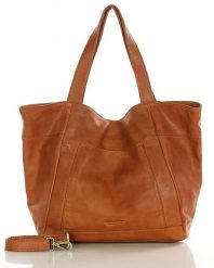 Shopperka skórzana MARCO MAZZINI camelowa vs119b. Shopper bag bez wzorów, ze skóry, na ramię, duże, bez dodatków. Za 521.55 zł.
