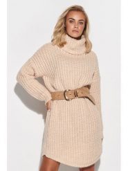 Makadamia Sweter w kolorze beżowym rozmiar: onesize. Brązowe golfy damskie Makadamia, bez wzorów, z wełny, bez ramiączek. Za 91.12 zł.
