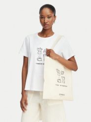 Marella T-Shirt Emme by Marella Gola 2615971072 Kremowy Regular Fit. Białe t-shirty damskie Marella, xl, bez wzorów, z bawełny, bez kołnierzyka. Za 226.99 zł.