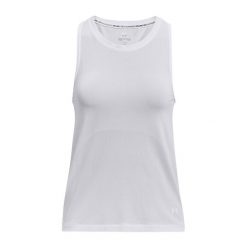 Koszulka do biegania damska Under Armour Seamless Stride Singlet. Białe koszulki damskie Under Armour, xs, bez wzorów, bez kołnierzyka, bez ramiączek. Za 129.99 zł.