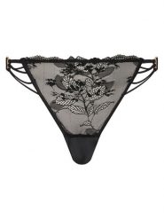 Hunkemöller Stringi Avela 302373 Czarny. Czarne stringi Hunkemöller, bez wzorów, z syntetyku. Za 89.99 zł.