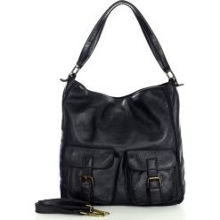 Shopper bag czarny MARCO MAZZINI v195a. Czarne shopper bag bez wzorów, ze skóry, na ramię, bez dodatków. Za 379.05 zł.