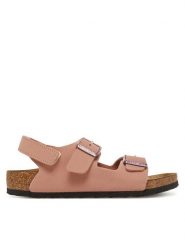 Birkenstock Sandały Milano As Kids 1029519 S Różowy. Czerwone sandały dziewczęce Birkenstock, ze skóry, bez obcasa, bez zapięcia. Za 249.99 zł.