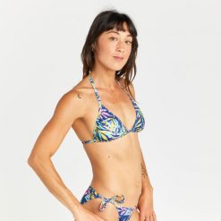 Góra kostiumu kąpielowego surfingowego damska Olaian Mae Cuty. Bikini OLAIAN, bez wzorów, z elastanu. W wyprzedaży za 19.99 zł.