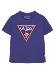 Guess T-Shirt L6GI27 J1314 Fioletowy Regular Fit. Fioletowe t-shirty i koszulki chłopięce Guess, z aplikacjami, z bawełny, bez kołnierzyka, bez ramiączek. Za 114.99 zł.