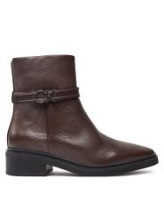 Calvin Klein Botki HW0HW02183 Brązowy. Brązowe botki damskie Calvin Klein, ze skóry, bez obcasa, na płaskiej podeszwie, bez zapięcia. Za 809.99 zł.