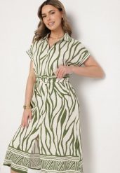 Zielona Koszulowa Sukienka z Wiskozą z Krótkim Rękawem i Paskiem z Klamrą Meddie. Zielone sukienki damskie Born2be, bez wzorów, z wiskozy, eleganckie, bez ramiączek. W wyprzedaży za 76.49 zł.