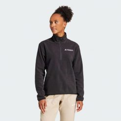 Kurtka Multi Essentials 1/2 Zip Fleece. Czarne kurtki sportowe damskie Adidas, l, bez wzorów, z materiału, bez kaptura. Za 179.00 zł.