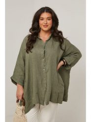 Curvy Lady Lniana koszula w kolorze khaki rozmiar: 40/42. Brązowe koszule damskie Curvy Lady, bez wzorów, ze lnu, klasyczne, z asymetrycznym kołnierzem, bez ramiączek. Za 144.92 zł.