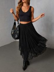 Milan Kiss Spódnica w kolorze czarnym rozmiar: XL. Czarne spódnice damskie Milan Kiss, xl, bez wzorów, z koronki, midi. Za 165.99 zł.