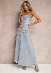 Jasnoniebieska Rozkloszowana Spódnica Jeansowa Maxi z Bawełny z Guzikami Brissa. Niebieskie spódnice damskie Renee, na co dzień, l, z aplikacjami, z bawełny, maxi. Za 159.99 zł.