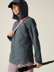 Regatta Kurtka przeciwdeszczowa "Hamara IV" w kolorze antracytowym rozmiar: 40. Czarne kurtki sportowe damskie Regatta, m, bez wzorów, bez kaptura. Za 190.18 zł.