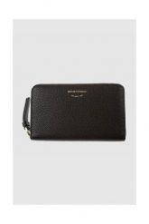 EMPORIO ARMANI Czarny portfel damski. Czarne portfele damskie Emporio Armani, bez wzorów. W wyprzedaży za 499.99 zł.