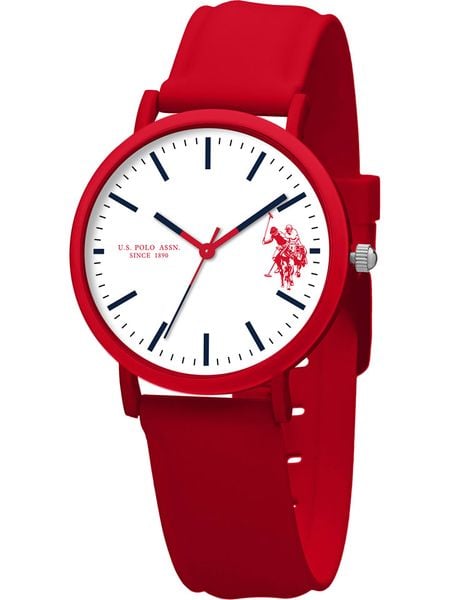 U.S. Polo Assn. Zegarek kwarcowy w kolorze czerwono-białym rozmiar: onesize. Czerwone, analogowe zegarki damskie U.S. Polo Assn., sztuczne. Za 187.52 zł.