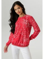 Aniston Bluzka w kolorze czerwono-białym rozmiar: 40. Czerwone bluzki damskie Aniston, bez wzorów, bez kołnierzyka, bez ramiączek. Za 82.99 zł.