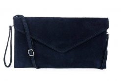 Skórzana kopertówka granatowa N12. Torebki klasyczne damskie ze skóry, bez dodatków. Za 84.90 zł.