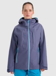 4F Kurtka trekkingowa przeciwdeszczowa membrana 20000+ damska - granatowa XS. Niebieskie kurtki damskie 4F, m, bez wzorów, z materiału, bez kaptura. Za 799.99 zł.