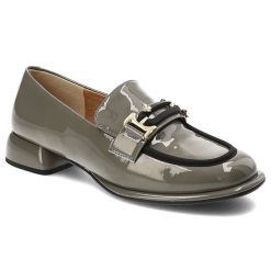 Szare Półbuty Artiker Eleganckie Obuwie Damskie. Szare półbuty damskie Artiker, bez wzorów, ze skóry, bez obcasa, na obcasie, bez zapięcia. Za 239.00 zł.