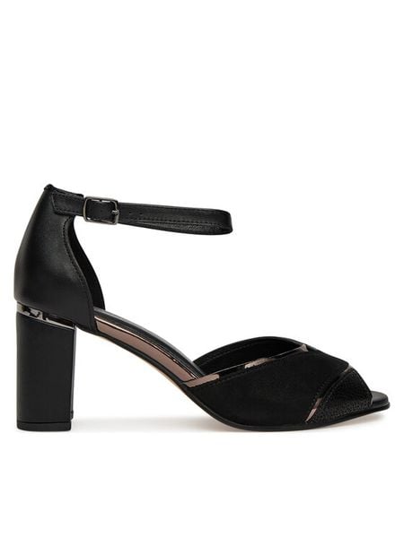 Lasocki Sandały HY6812-1 Czarny. Czarne sandały damskie Lasocki, bez wzorów, ze skóry, bez obcasa, na słupku, bez zapięcia. Za 104.99 zł.